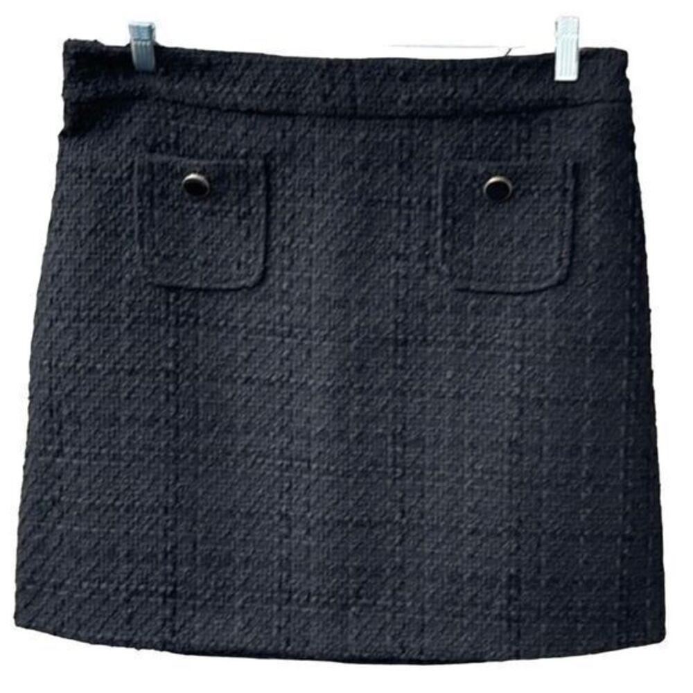 MAISON d'AMÉLIE PARIS black woven tweed skirt‎ with patch Pockets in size 12.